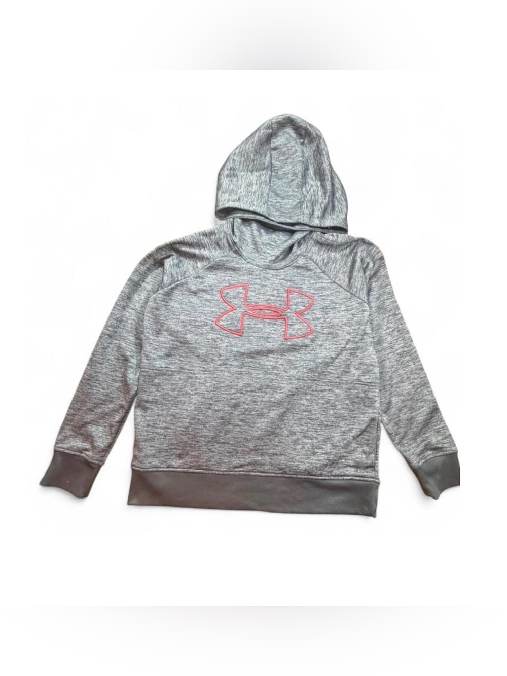 Under Armour Large Gray Fleece Hoodie Pink Embroidered Logo cold gear Sweatshirt
